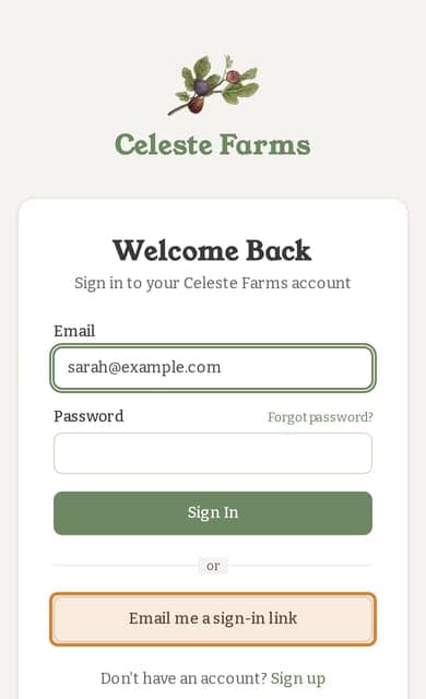 The sign-in page, with “Email me a sign-in link” circled